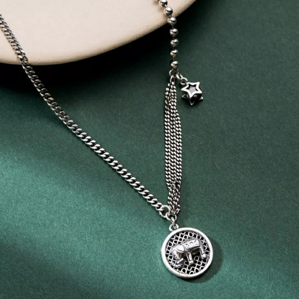 Lucky Elephant Charm Necklace - 925 SS